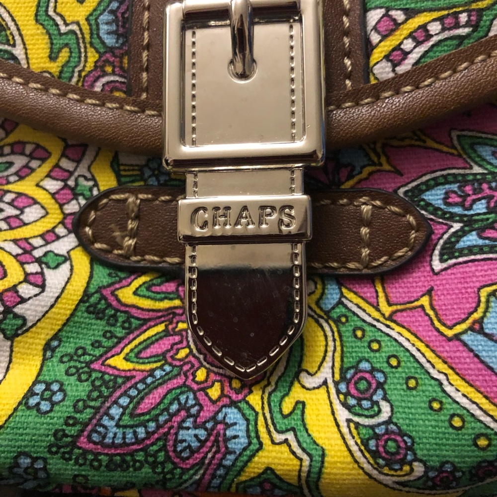 Chaps Patterned Small Purse With Brown Straps - image 2